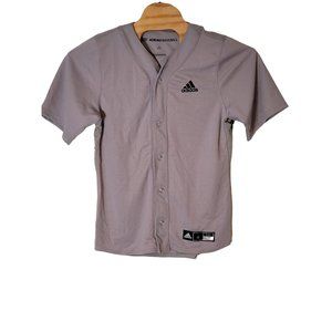 Adidas Practice Baseball Jersey Size Medium Gray Short Sleeve Button‎ Up